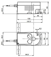 High-speed damper actuator with SUT - dimensional drawing II, Sauter